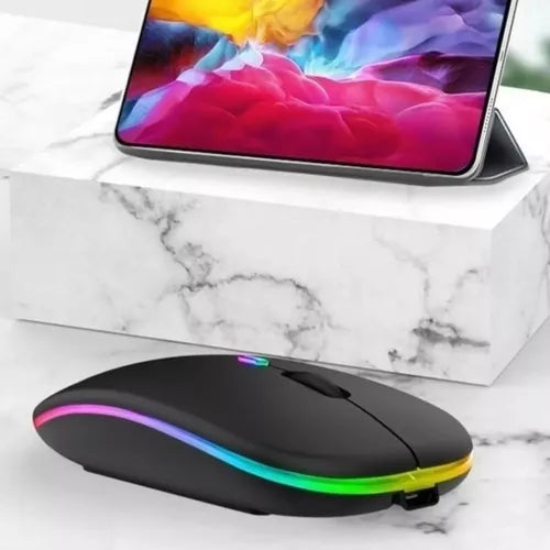 Mouse Raton Inalambrico Rgb Bluetooth Recargable Receptr Usb